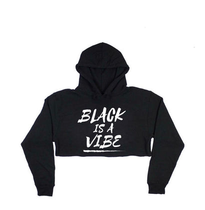 Black is a Vibe Crop Top Hoodie (Women)